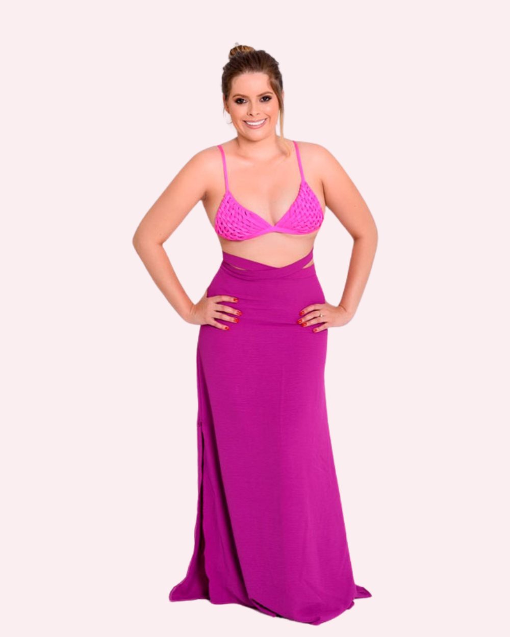 Conjunto Saia Longa Fúcsia