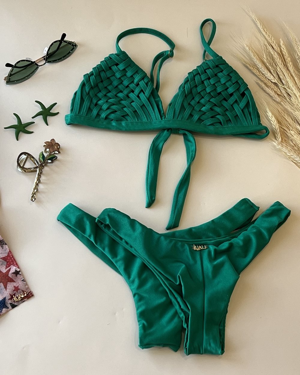 Biquíni Trançado Verde Esmeralda